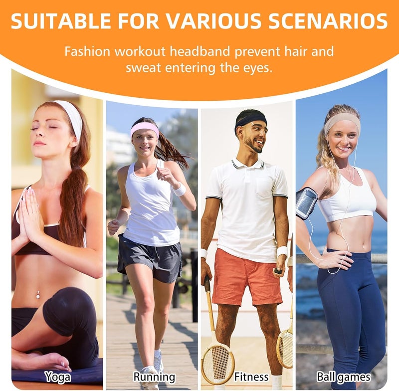 VANRUID 8PCS Summer-Exclusive Non Slip Sports Elastic Soft Running Fashion Headbands Absorb Sweat for Women & Men Working Out, Travel - Image 5